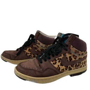 Nike Court Force Mid Leopard Pony Hair Women’s Y2K 2007 Brown Size 8